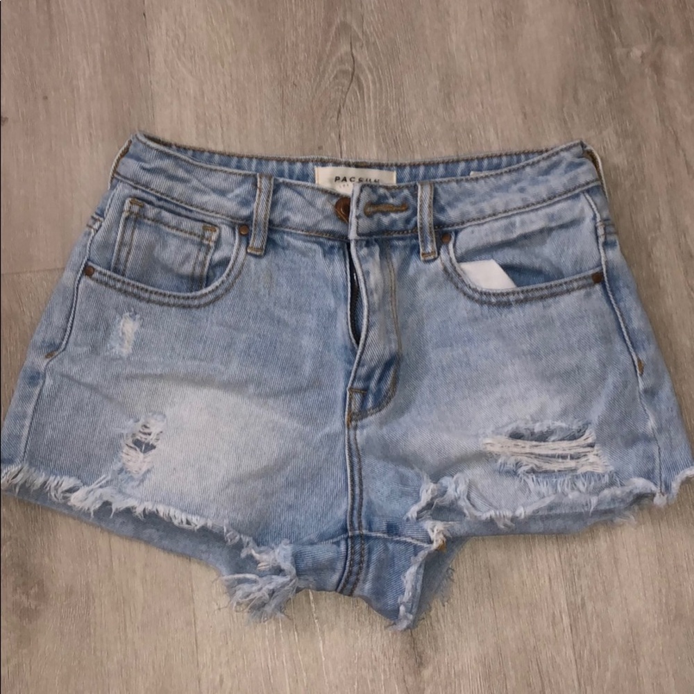 Pacsun High Rise Ripped Jean Shorts